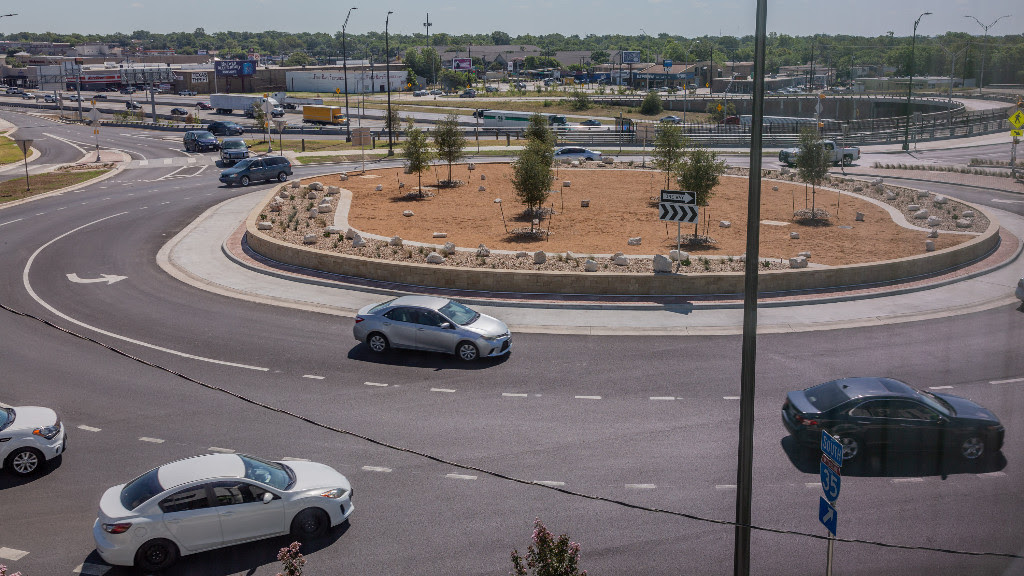 The Texas Department of Transportation recently completed a project at 51st Street and I-35 that includes pedestrian safety improvements. The agency also added 26 no crossing signs to the area to deter pedestrians from crossing I-35. (Courtesy city of Austin)