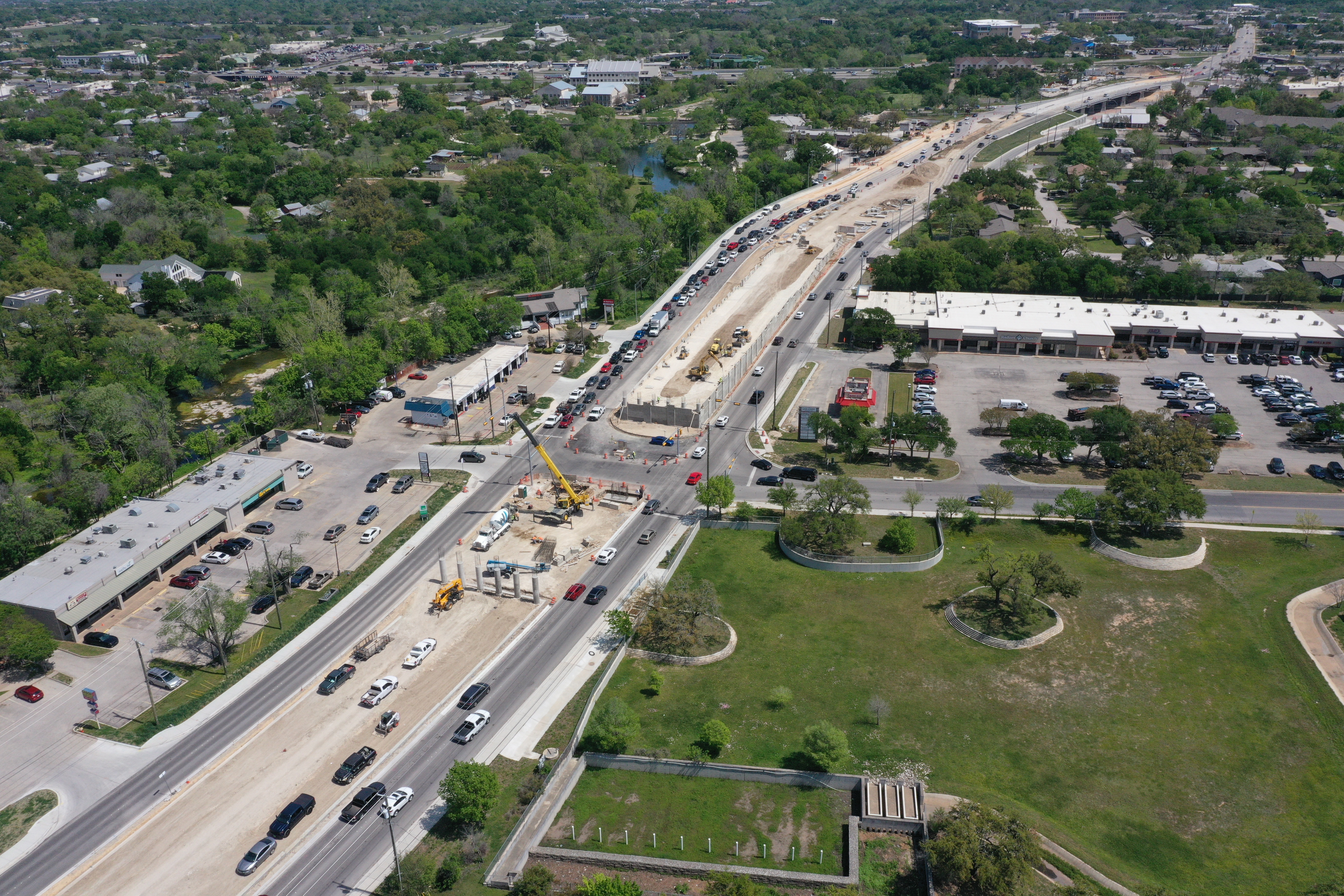 Construction progress photo of eastbound RM 620 at Lake Creek Drive intersection 