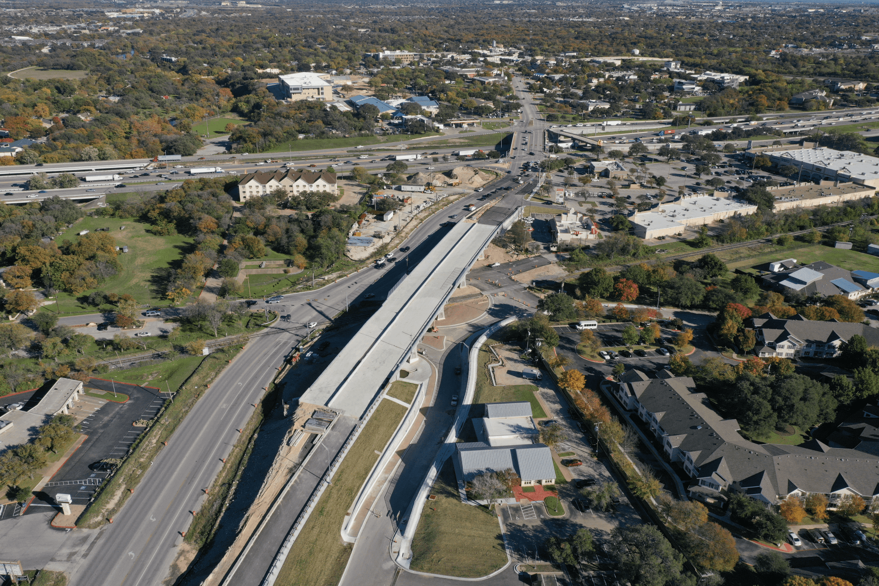 Eastbound RM 620 overpass bridge construction progress in Round Rock