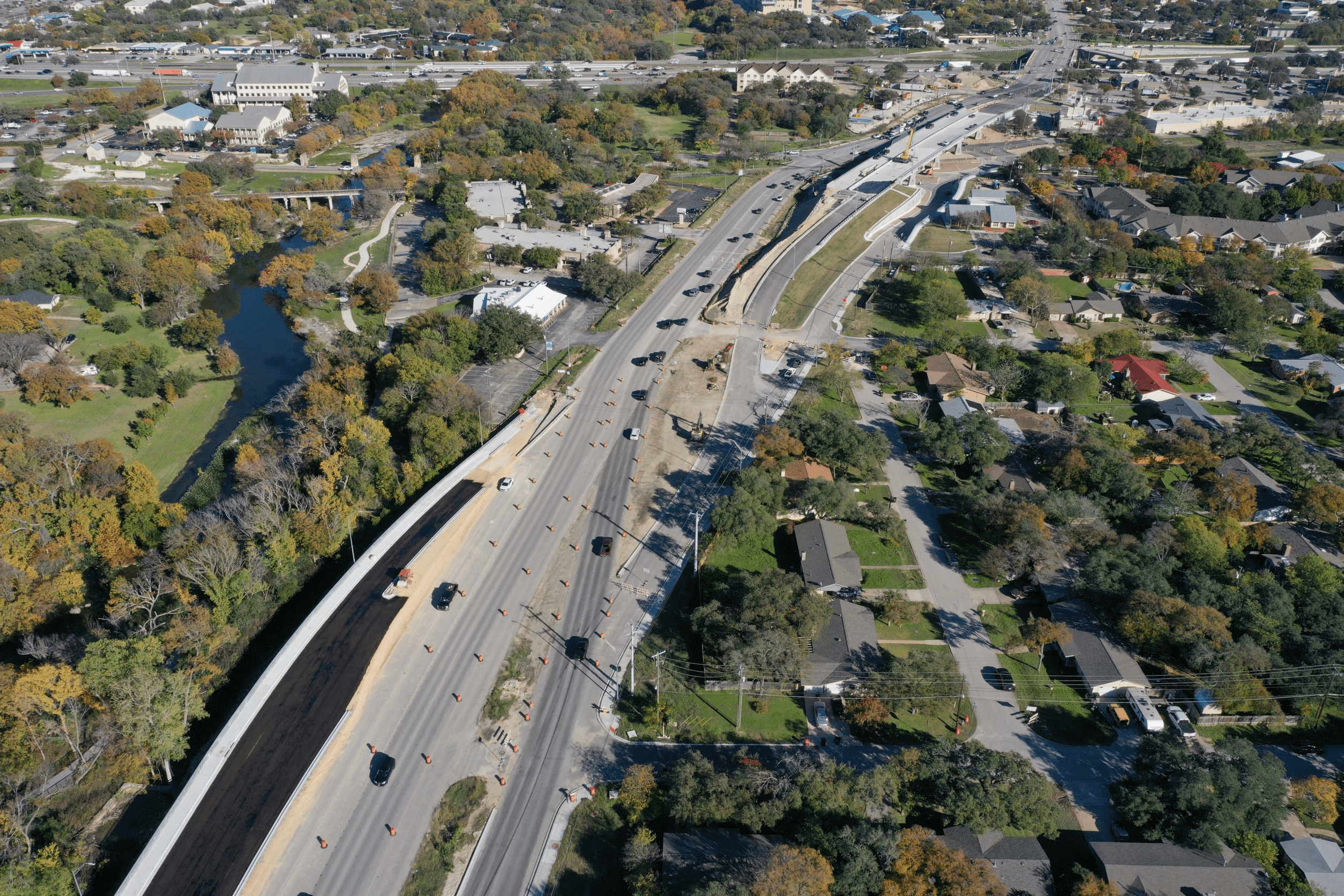Eastbound RM 620 at Briarwood Drive construction progress in Round Rock