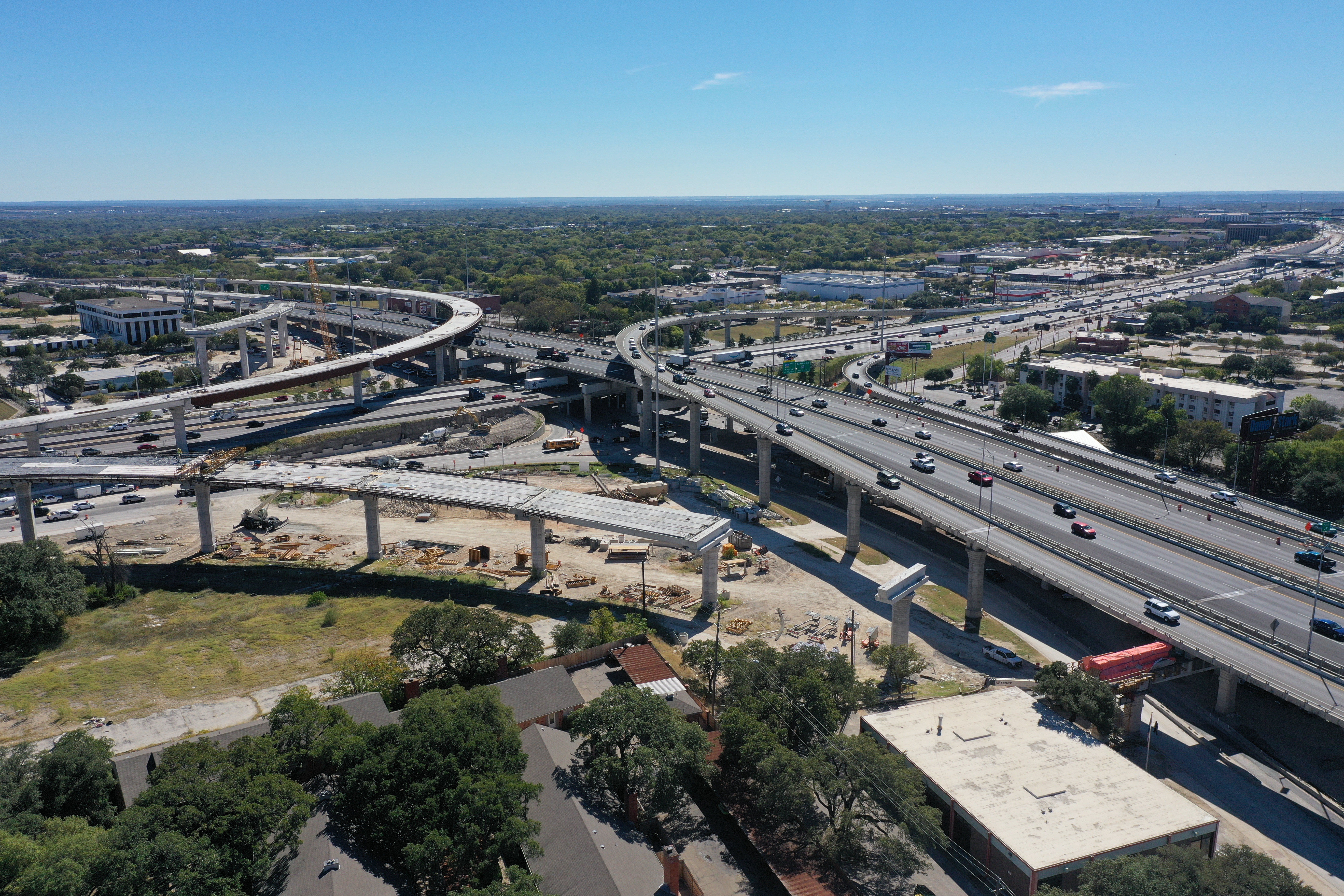 Southbound I-35 to northbound US 183 flyover progress - Oct. 30, 2020