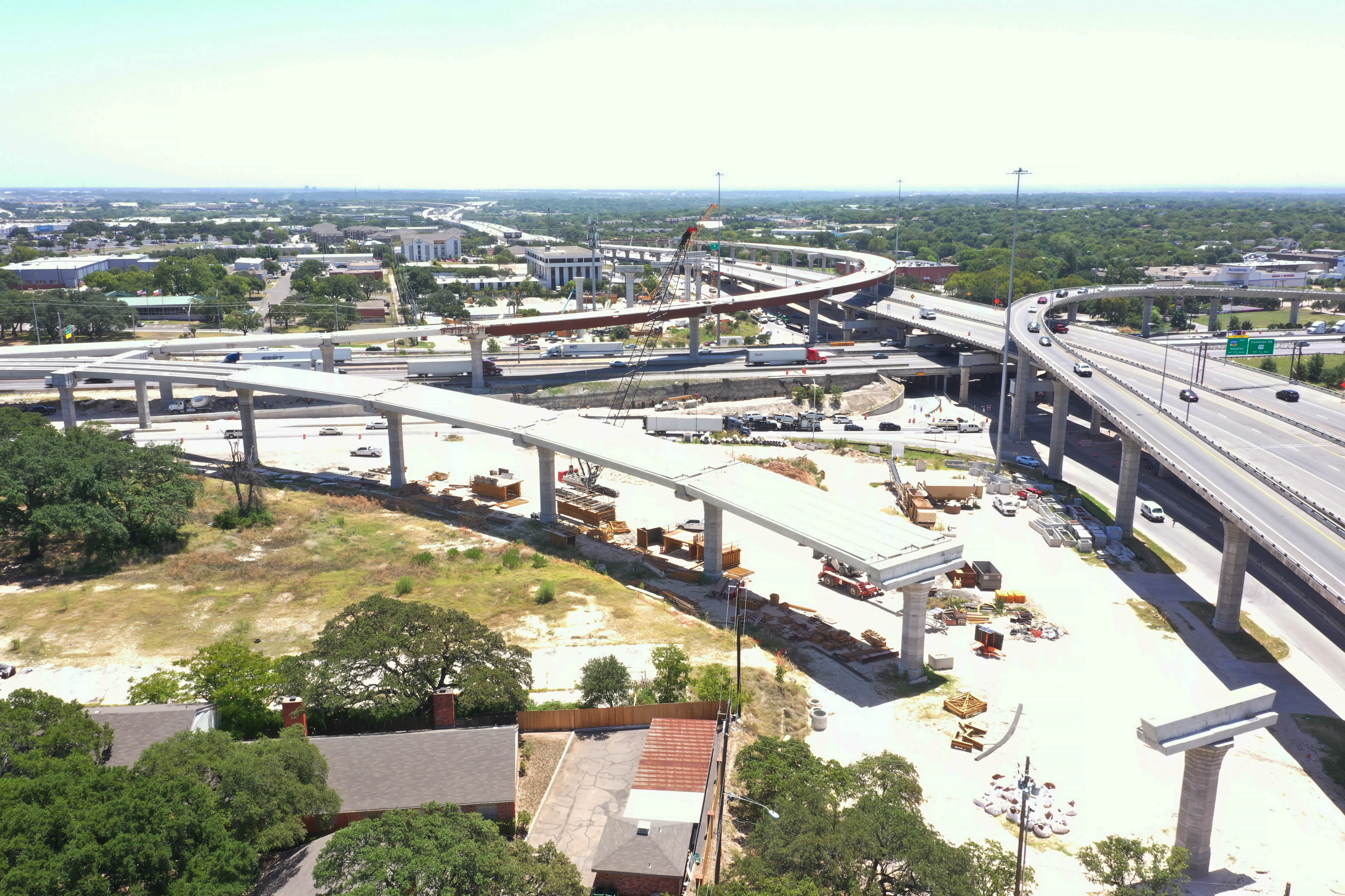 Southbound I-35 to northbound US 183 flyover progress - August 2020