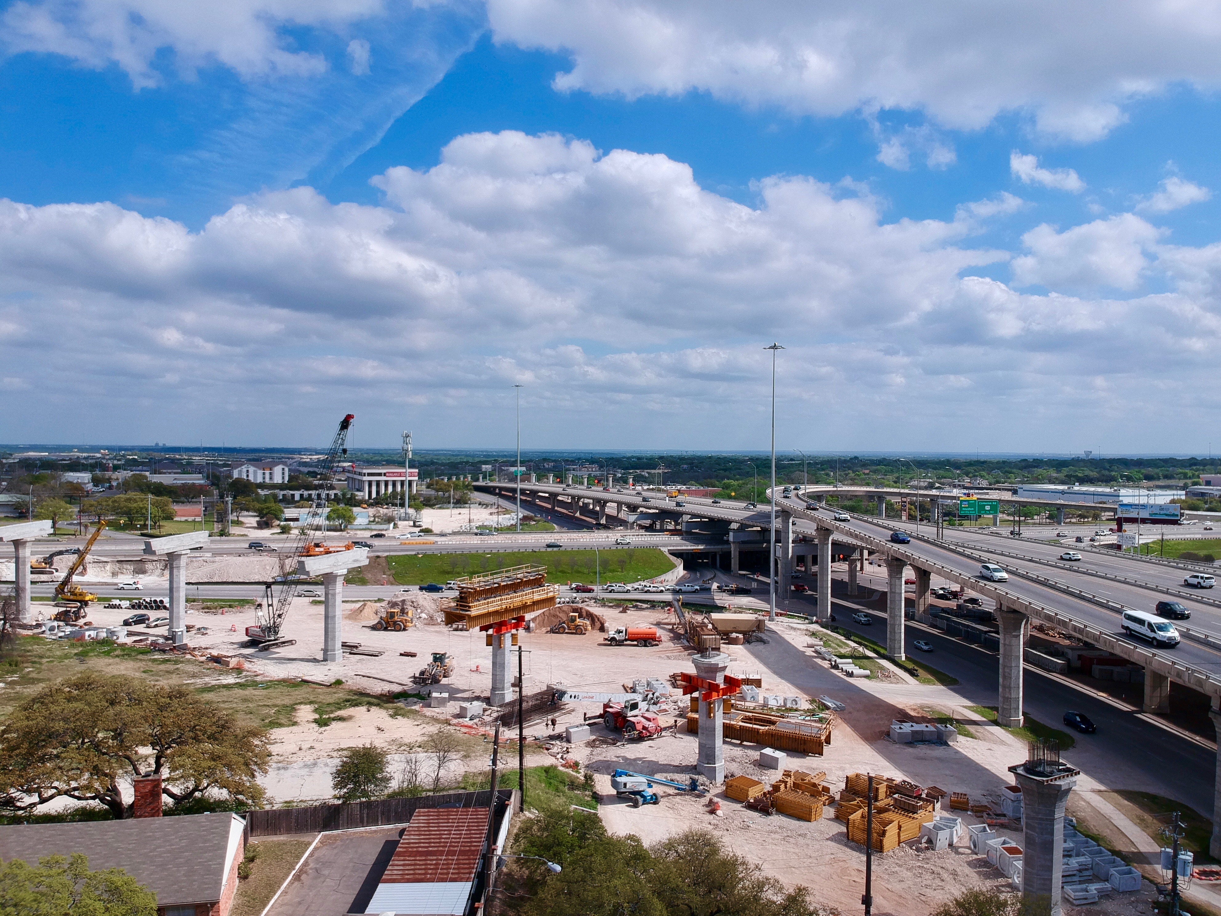 Southbound I-35 to northbound US 183 flyover progress - March 2019
