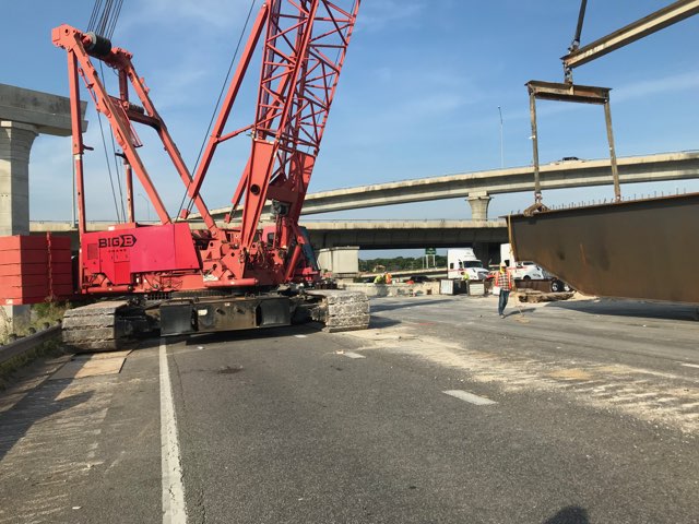 I-35 beam sets at US 183 - July 2019