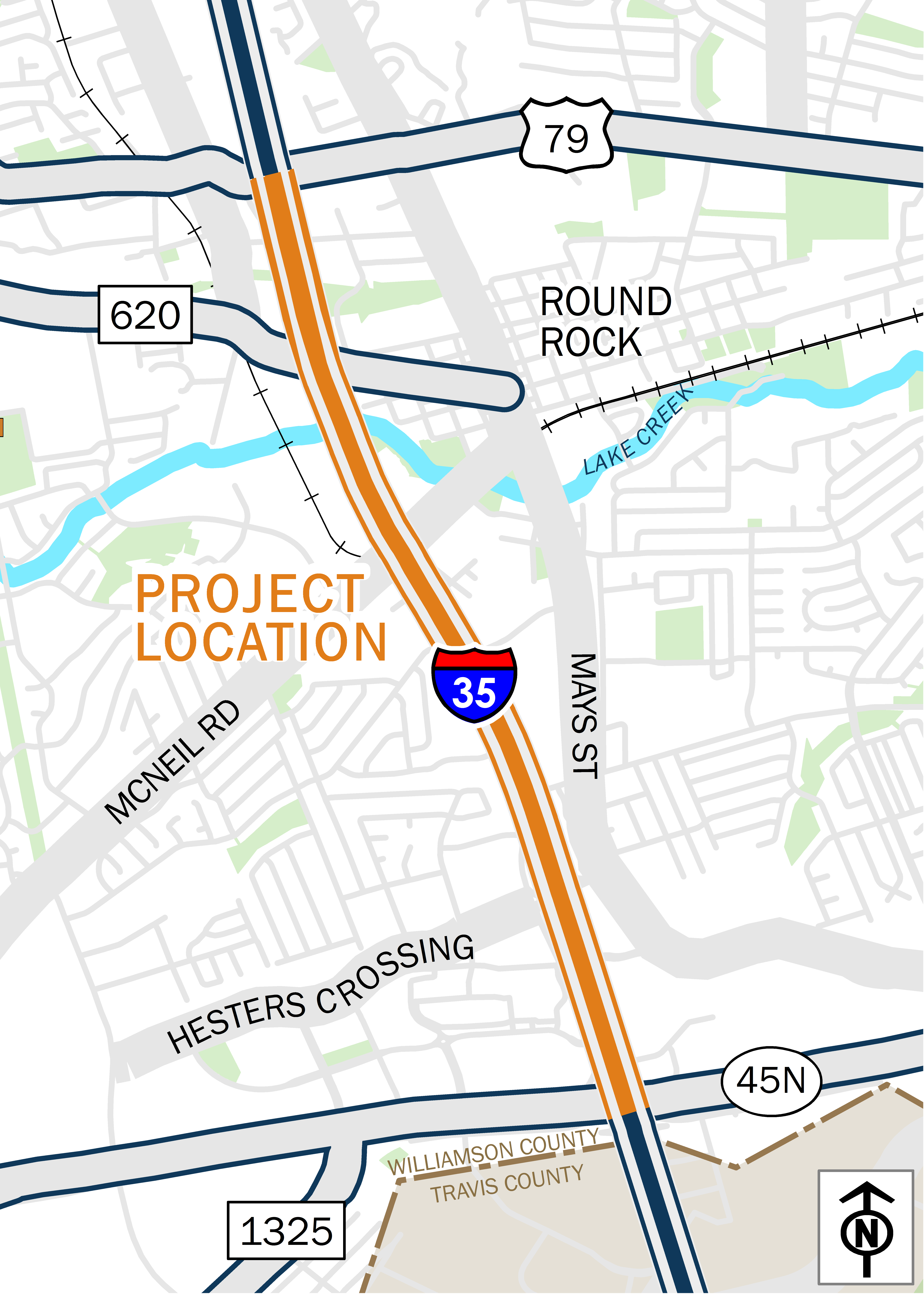 Map of I-35 at US 79 (southbound)